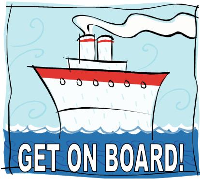 Image result for "get on board" cartoon image -Trump